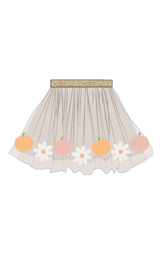 Pumpkin & Flower Tutu Skirt