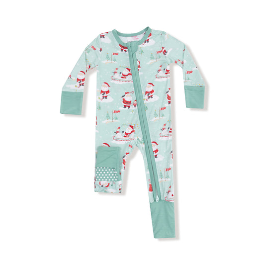 Golfing Santa And Elves Zip Romper