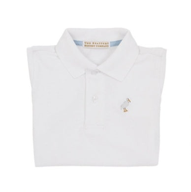 White Pima cotton polo shirt for boys from the Worth Ave Prim and Proper collection by The Beaufort Bonnet Company.