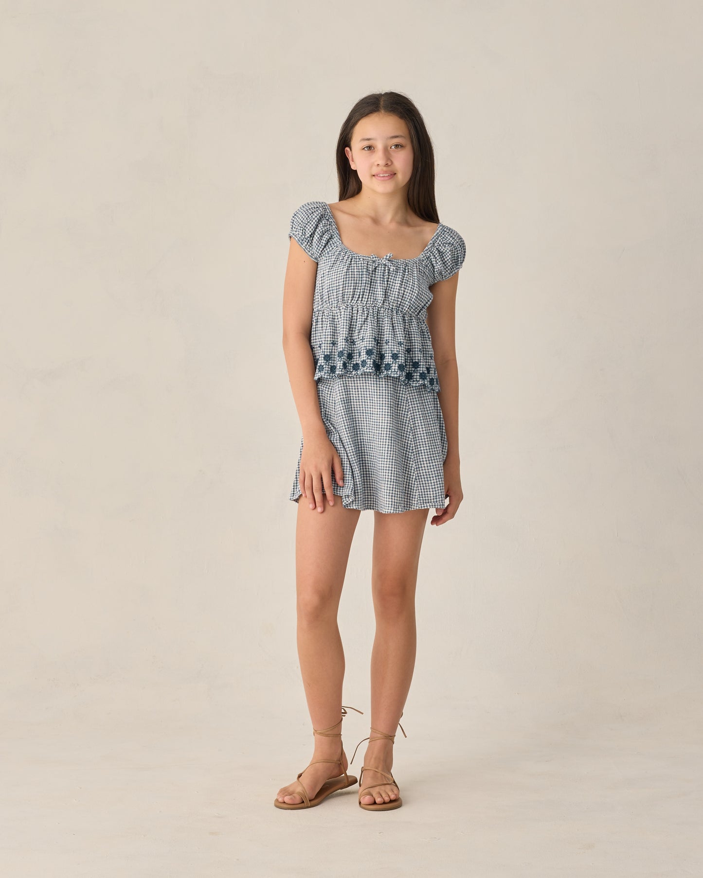 Teen Marine Gingham Rylan Top