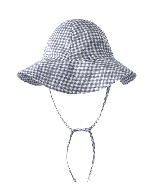 Marine Gingham Floppy Sun Hat