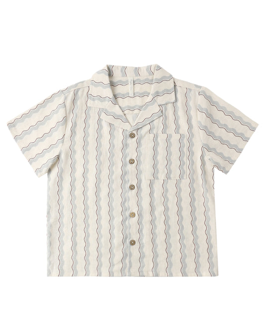 Wave Stripe Lapel Collar Shirt