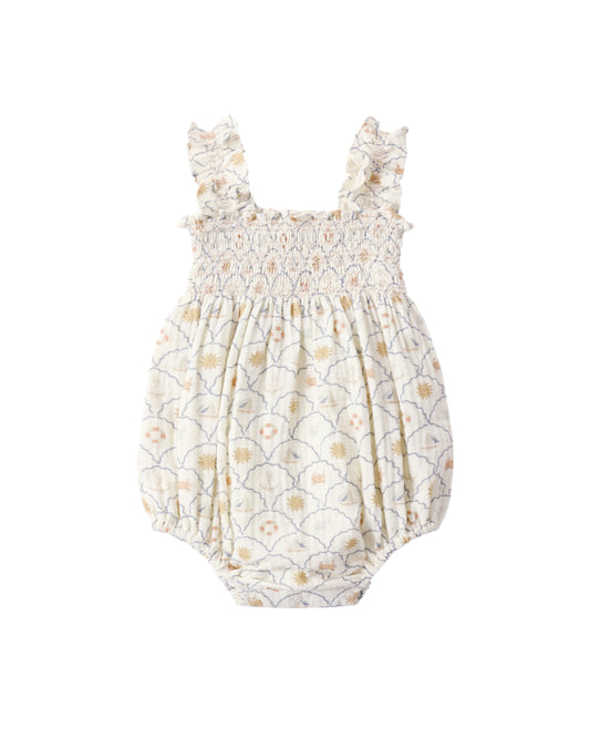 Nautical Julia romper by Rylee & Cru featuring a sailor-inspired print, lightweight fabric, and a comfortable fit for kids.