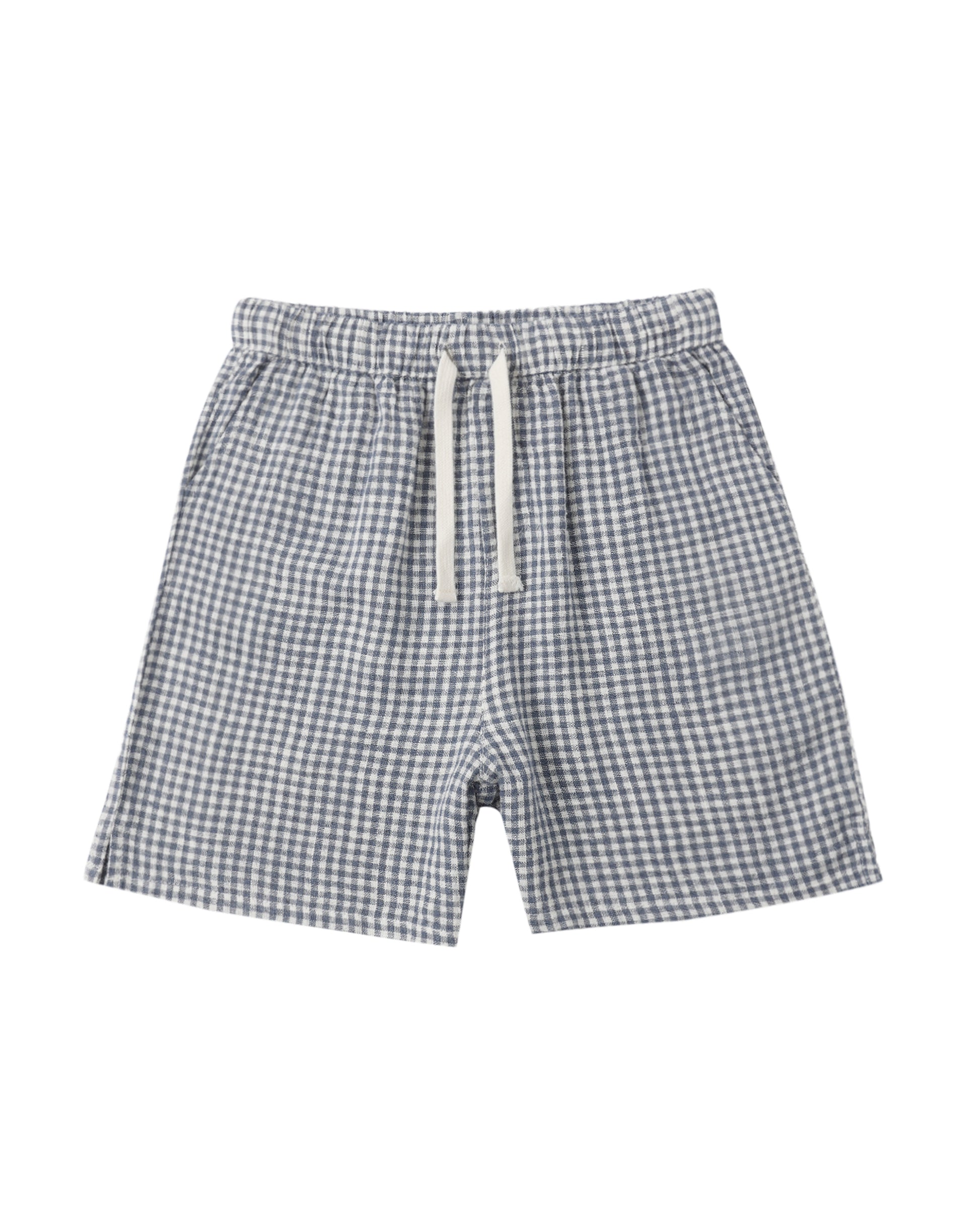 Rylee & Cru Marine Gingham Perry Shorts featuring a classic blue and white checkered pattern with a comfortable fit.