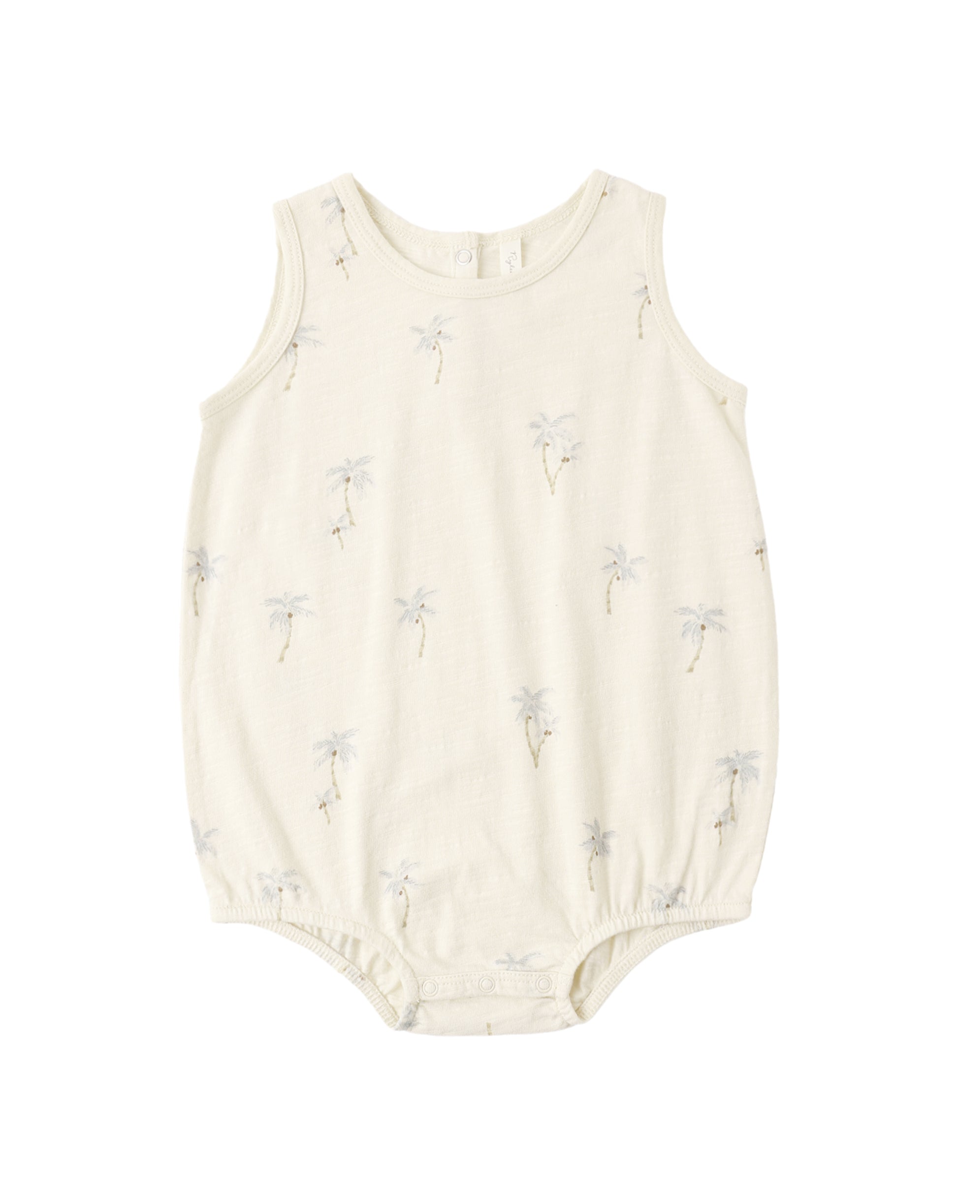 Rylee & Cru Palms Bubble Onesie in soft fabric with palm leaf pattern, perfect for playful, stylish baby outfits.