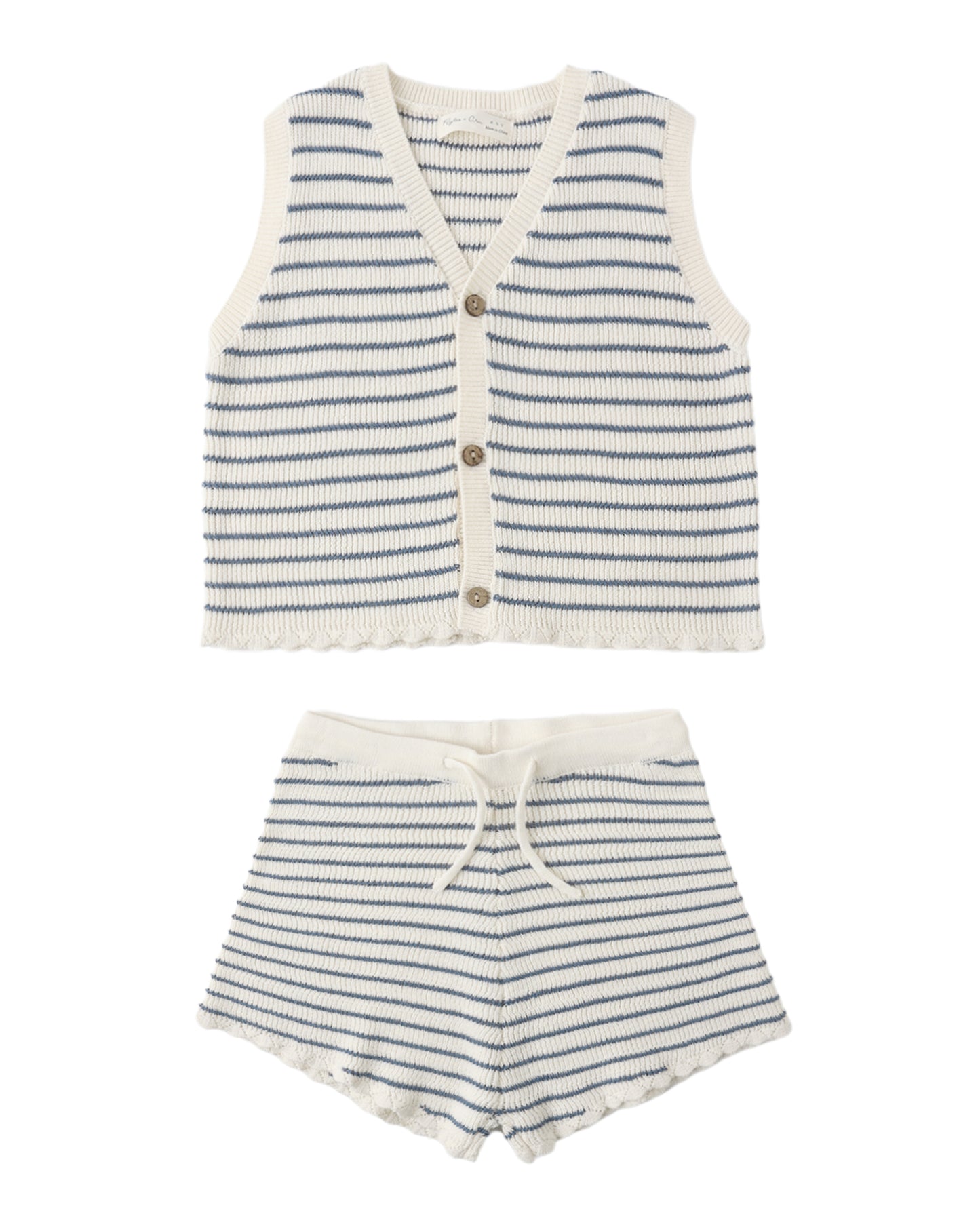 Rylee & Cru Marine Stripe Knit Vest Set featuring a striped knit vest and matching pants for babies or toddlers.