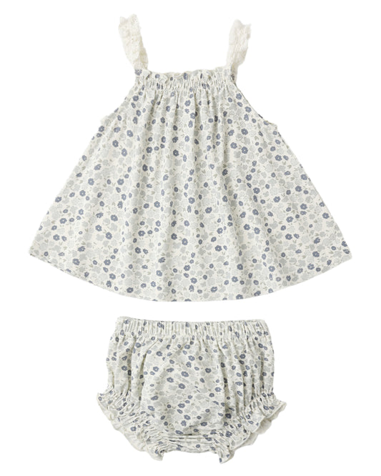 Blue Ditsy Swing Top + Bloomer Set