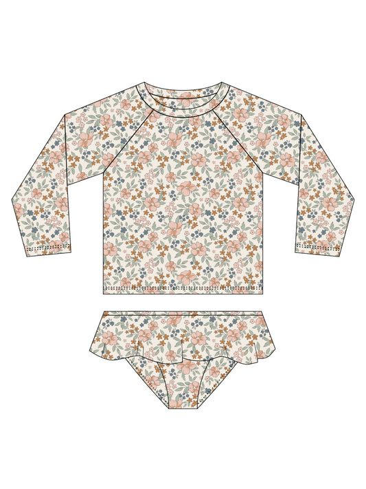 Flower Fields Rashguard Girls Set