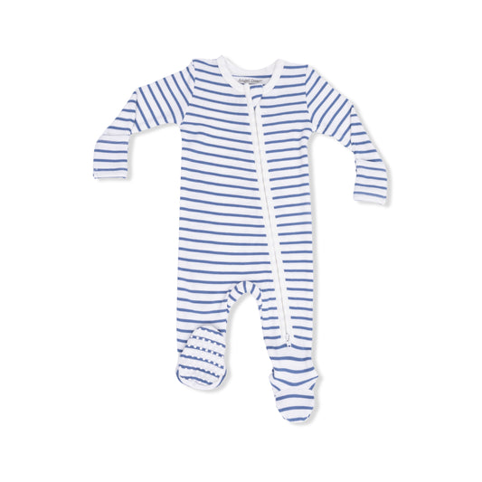 Navy Stripe Zip Footie