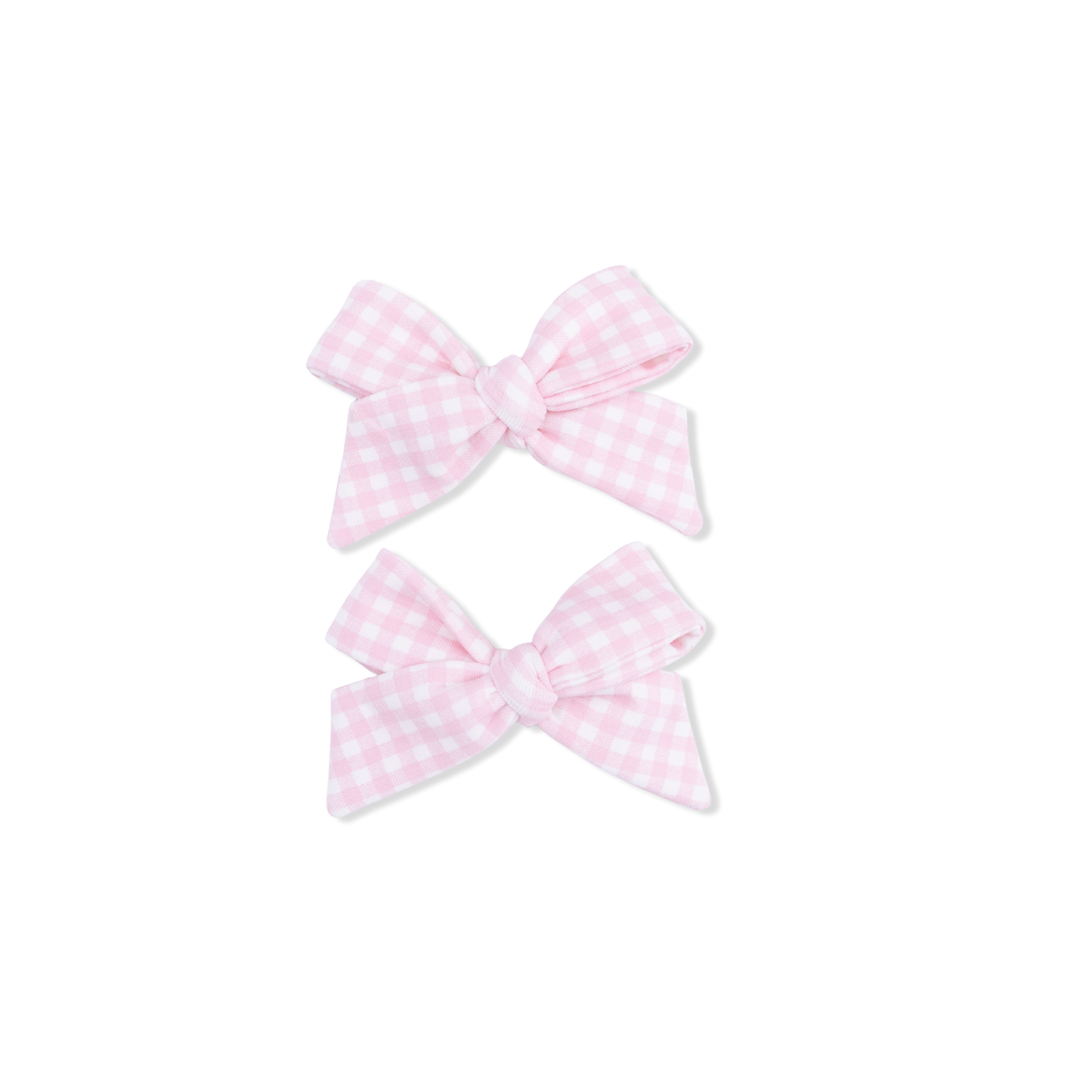 Mini Gingham Pink 2 Pack Bow Clips