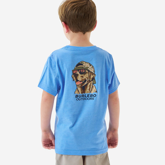 Mallard Camo Dog Heather Periwinkle Youth Tee