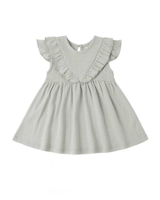 Sage Sleeveless Ruffle V Dress