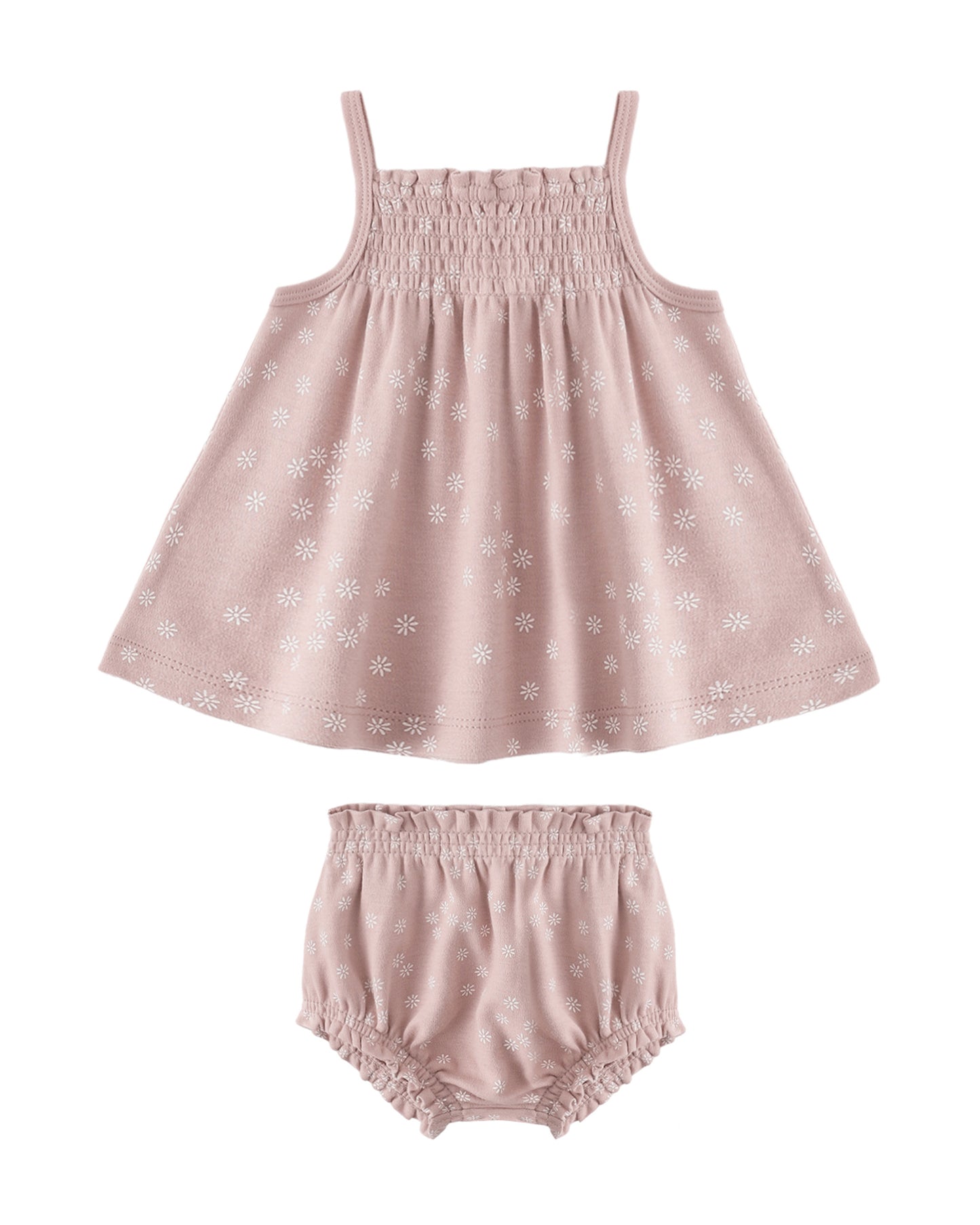 Mauve Daisy Smocked Tank + Bloomer Set