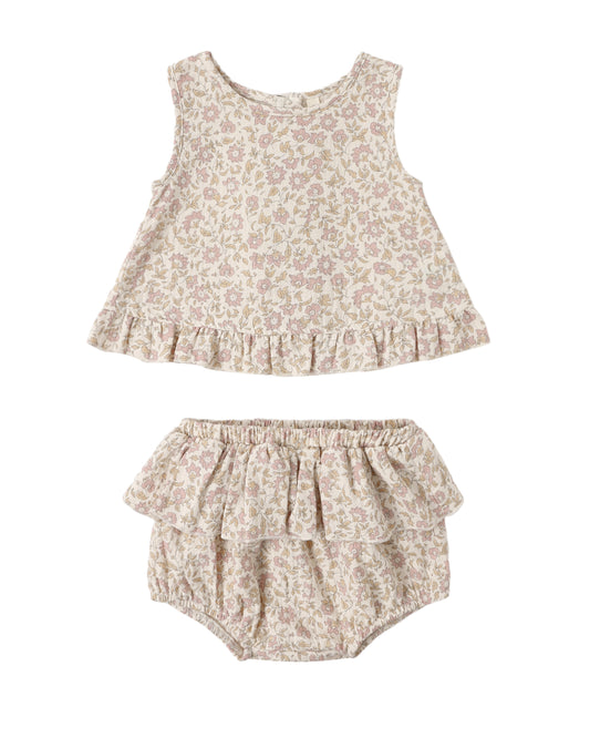 Dahlia Ruffled Tulip Top + Bloomer Set