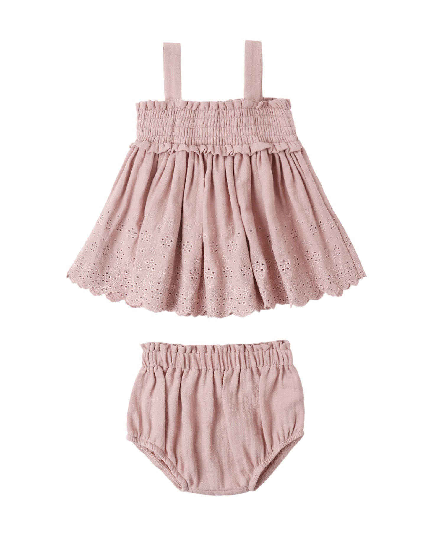 Mauve Mae Smocked Top + Bloomer Set