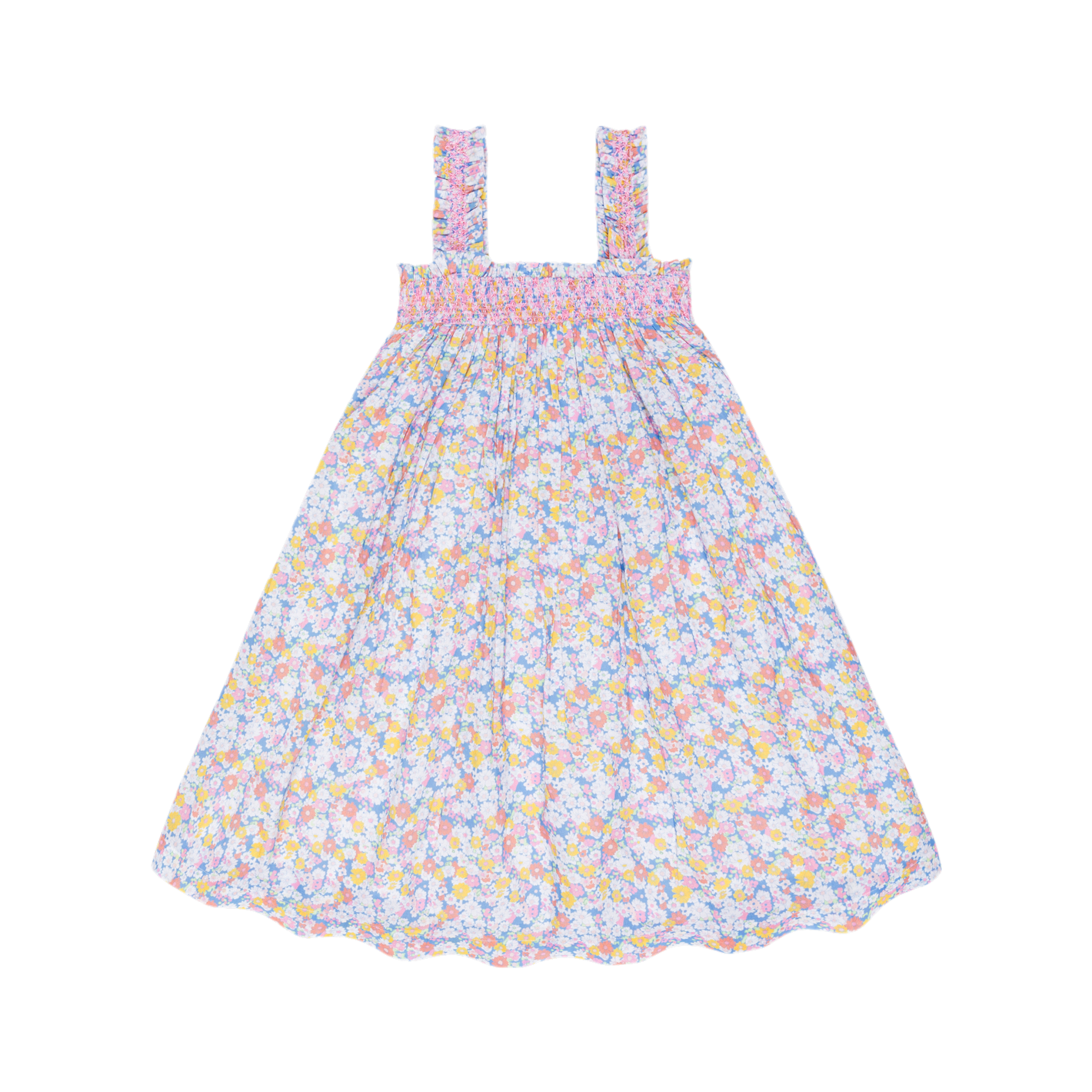 girls jasmine blossom smocked ruffle strap dress