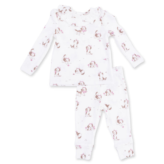 Pink ruffle set for puppies from Angel Dear Explorer Puppy collection, featuring a cute, frilly design for small dogs.