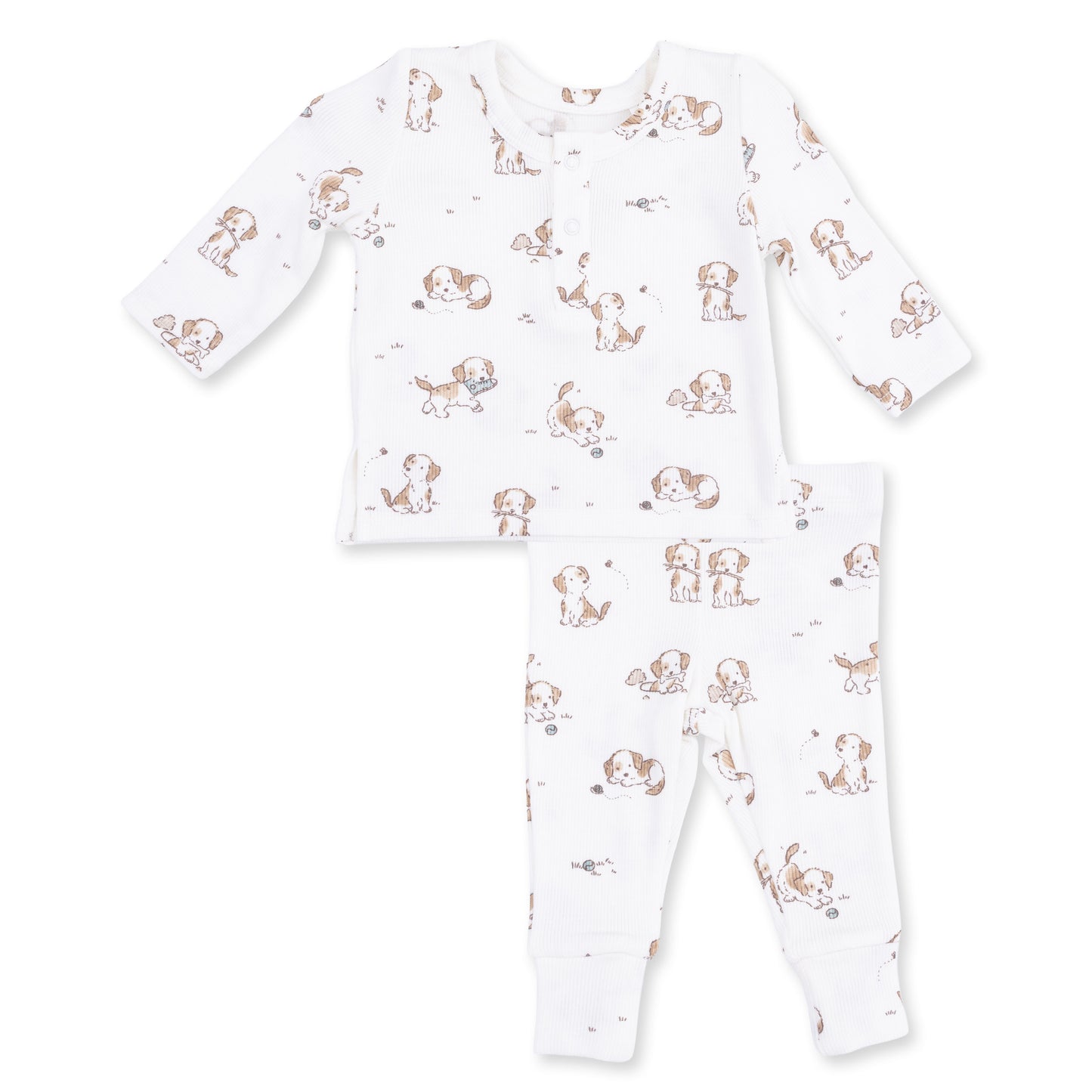 Angel Dear Explorer Puppy Blue Henley Play Set for babies, featuring a soft blue henley top and matching playful accessories.