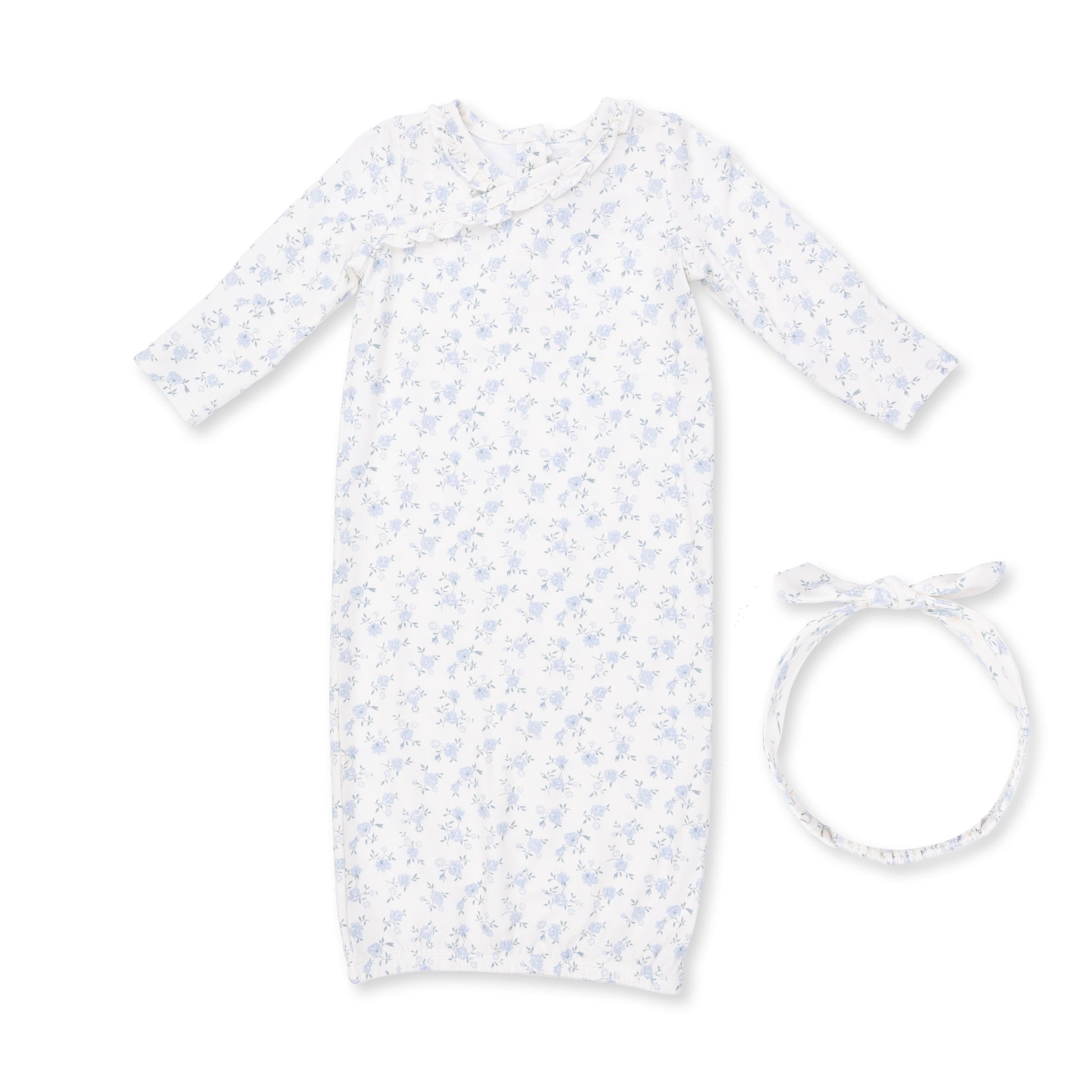 Rose Briar Kimono Gown and Knot Headband by Angel Dear, soft pink floral pattern, lightweight fabric, perfect for baby or toddler.
