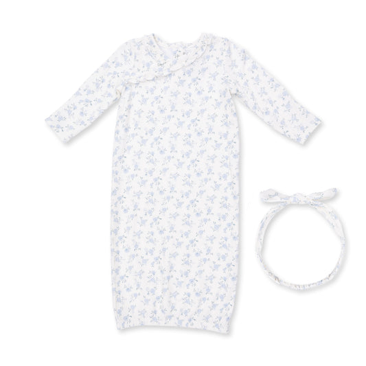 Rose Briar Kimono Gown and Knot Headband by Angel Dear, soft pink floral pattern, lightweight fabric, perfect for baby or toddler.