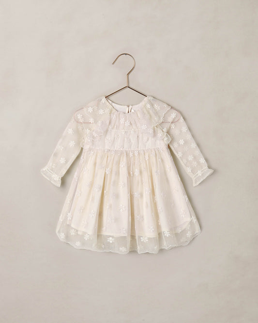 Noralee embroidered Daisy Celine dress featuring delicate floral embroidery and lightweight fabric, perfect for casual or summer wear.