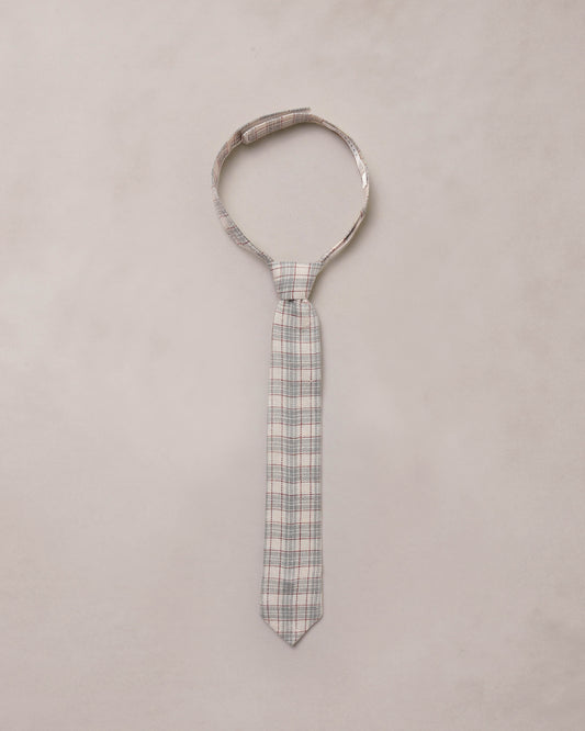 Noralee fall plaid skinny tie with red, black, and beige checkered pattern, stylish accessory for men or women.