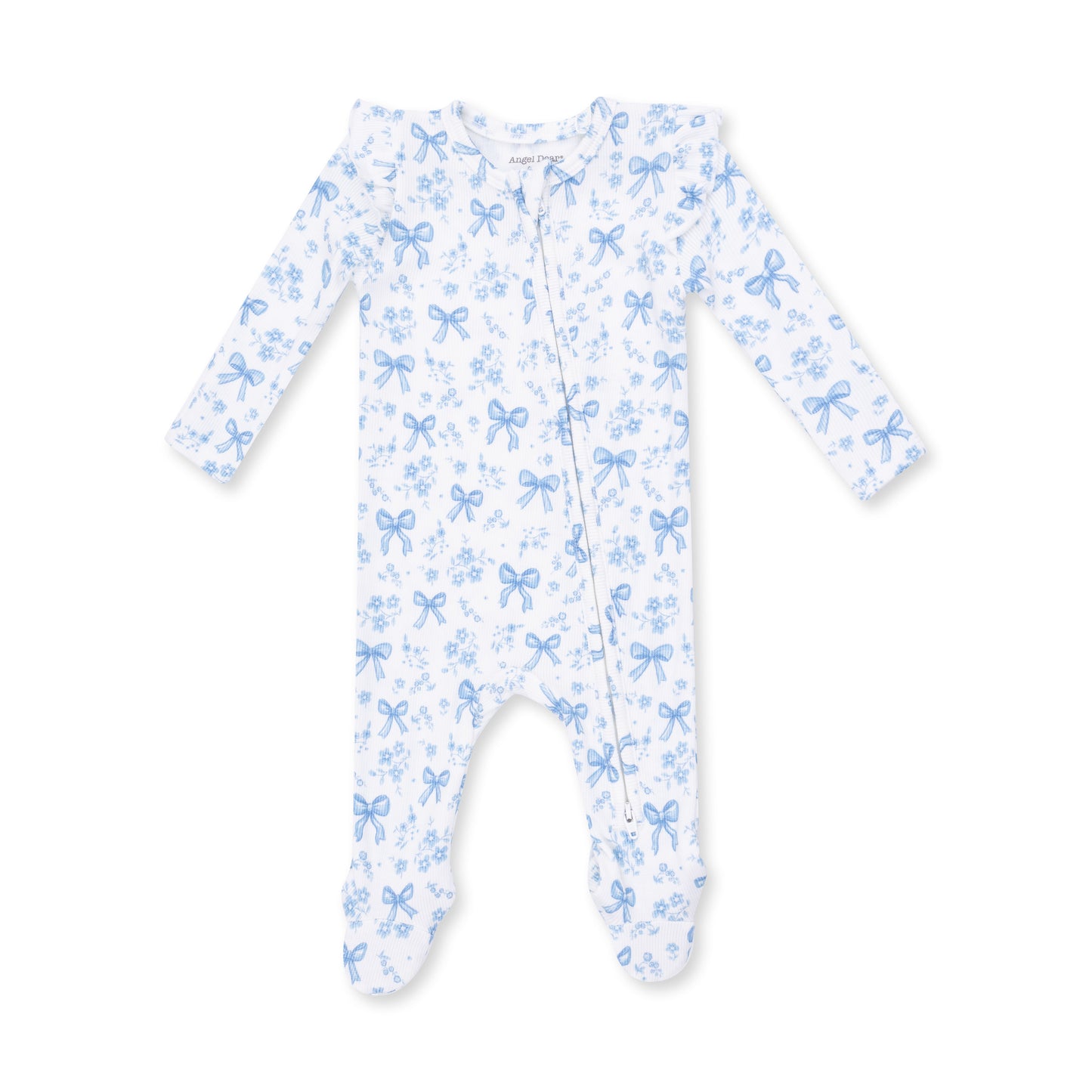 Blue Bows & Flower Ruffle Zip Footie