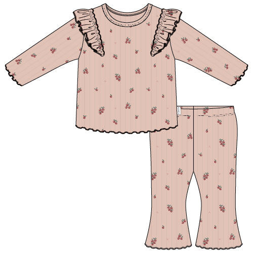 Blush Floral Flare Pant & Top Set