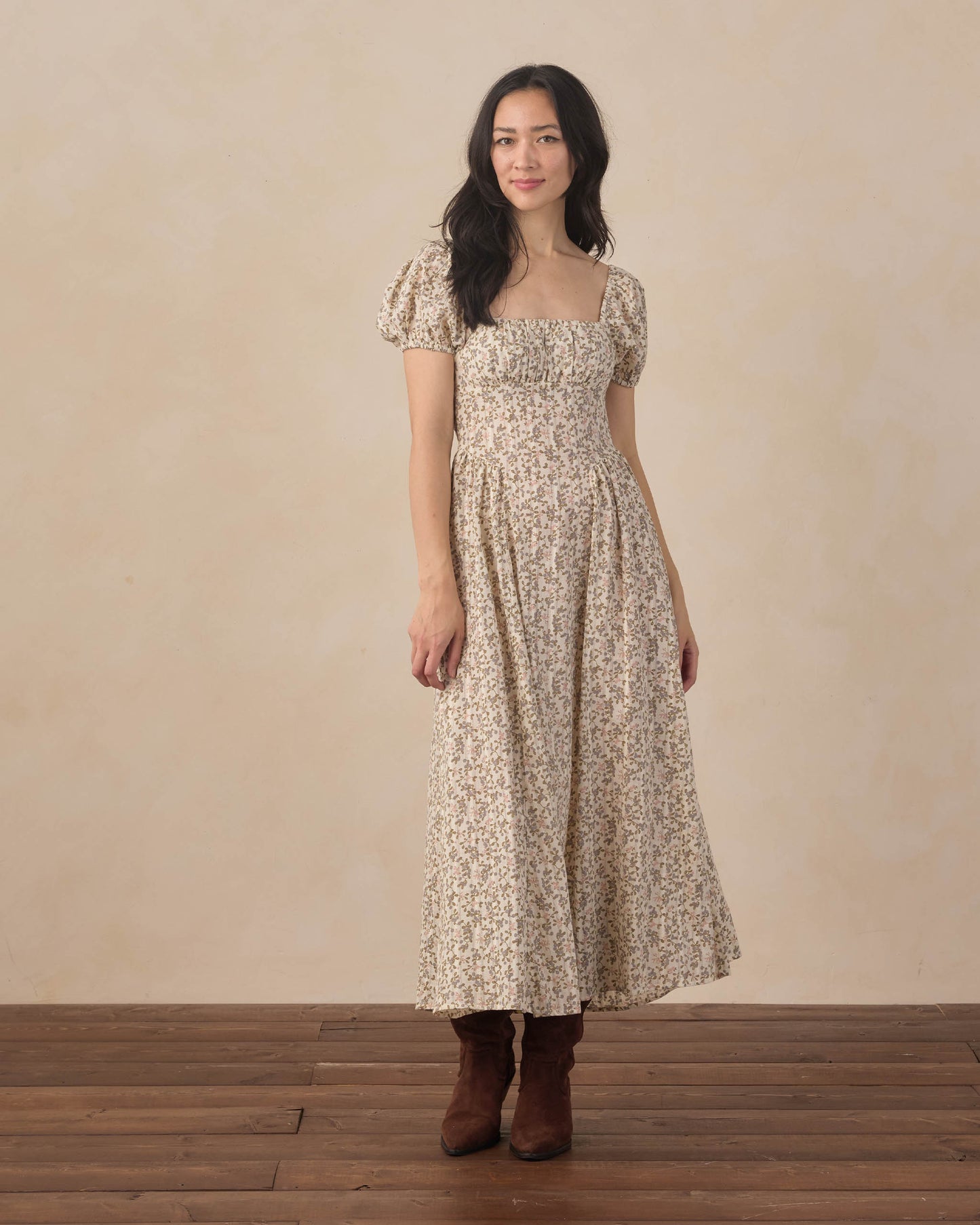 Women's winter garden Phoenix dress by Rylee & Cru, featuring a floral print, long sleeves, and a cozy, stylish design.