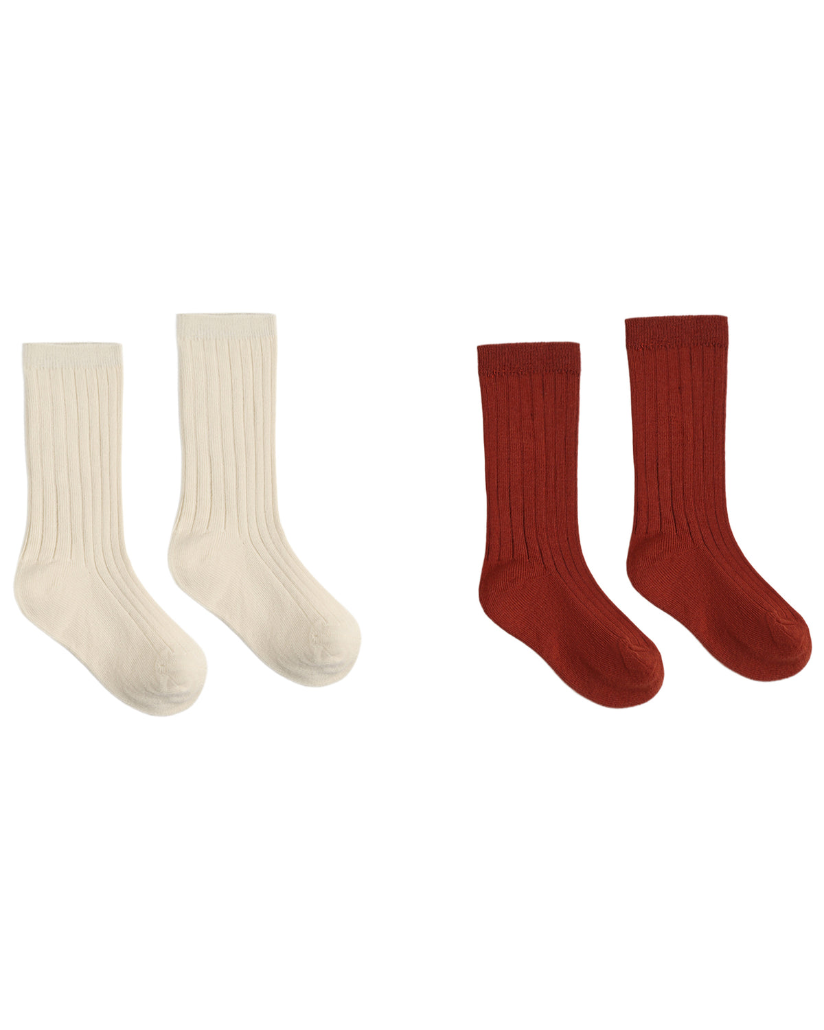 Natural ribbed knit socks in a 2-pack from Rylee & Cru, featuring cozy, textured fabric in neutral tones.