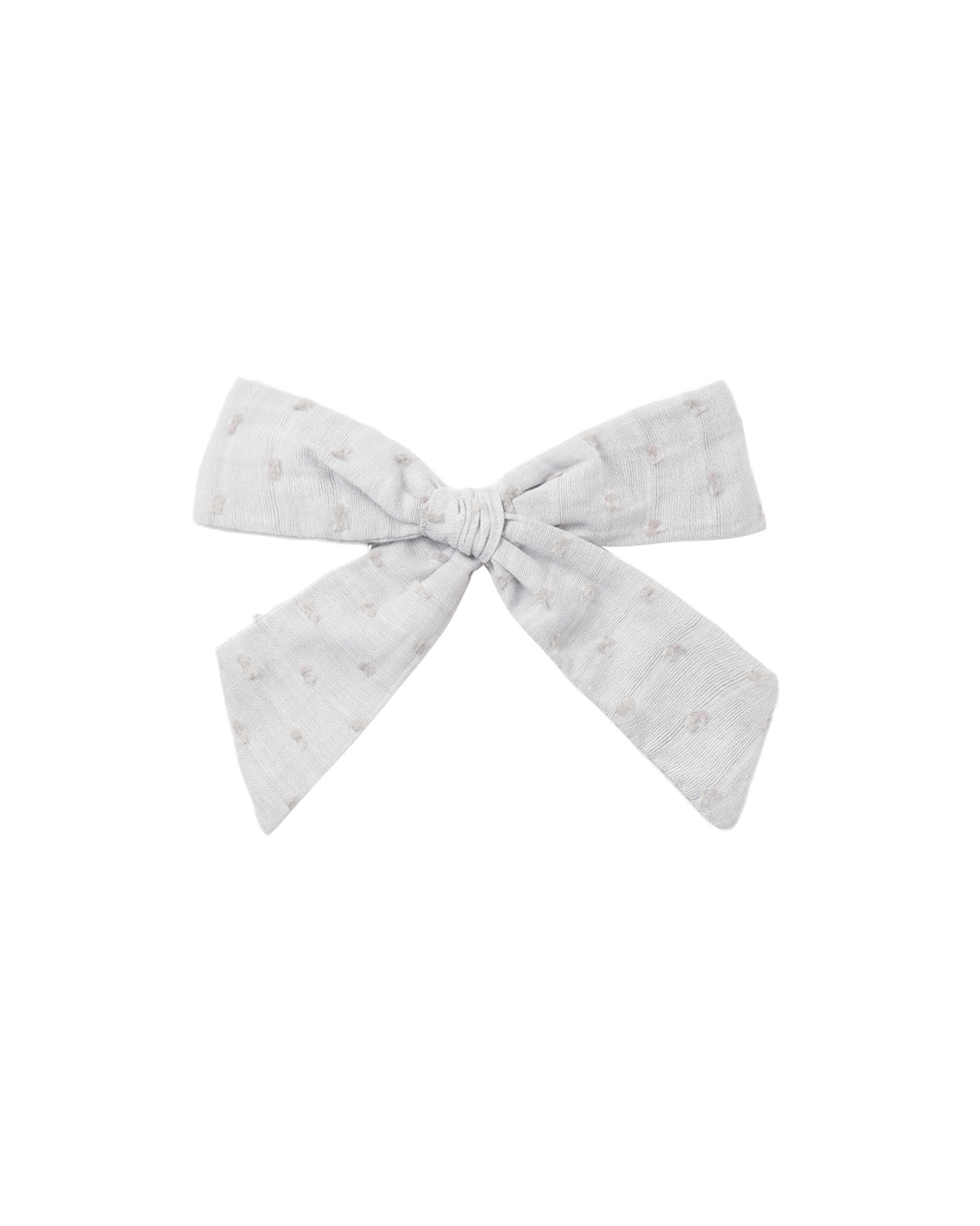 Dusty blue bow headband by Rylee & Cru featuring soft fabric and a charming knot design for infants and toddlers.