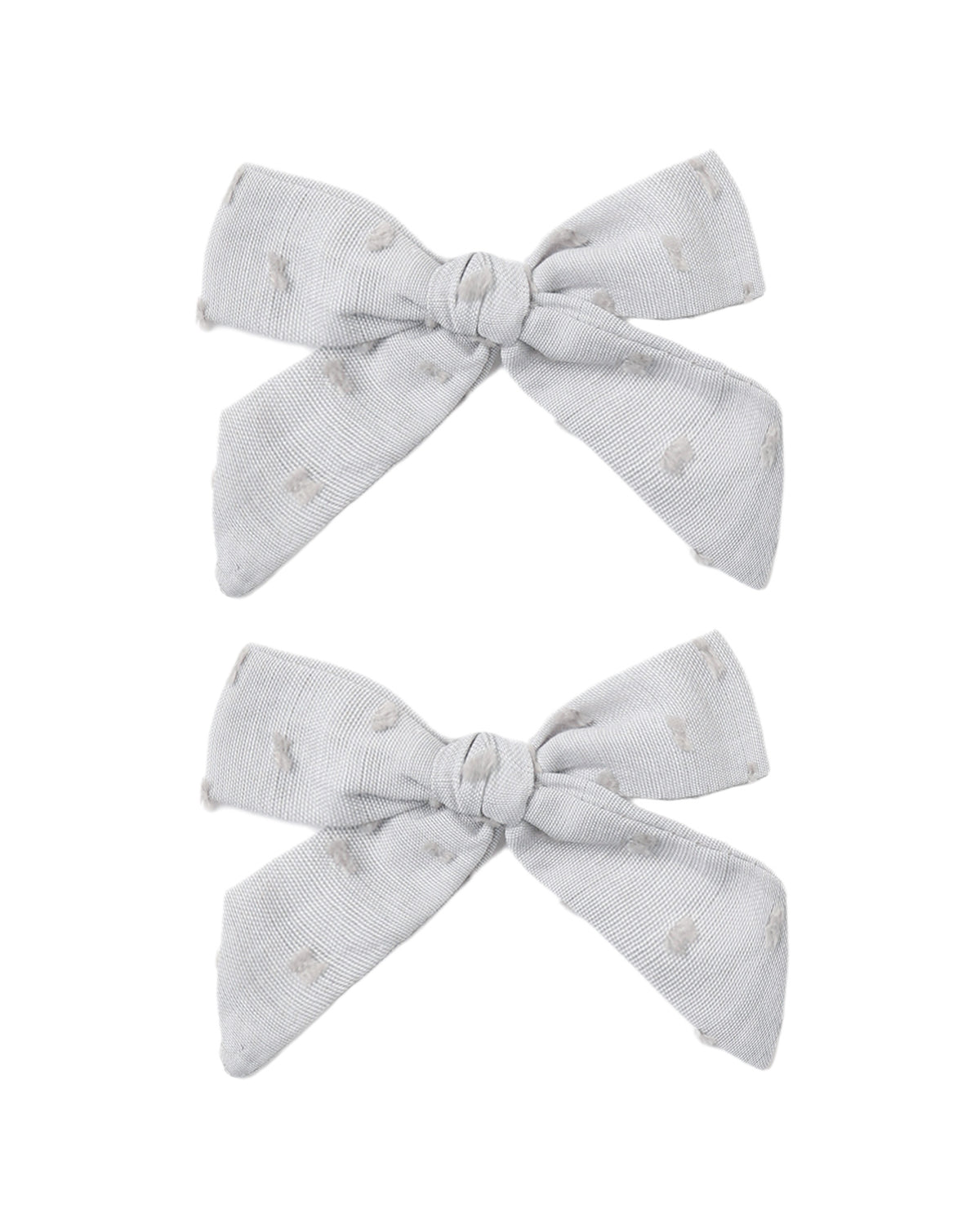 Pair of dusty blue bows by Rylee & Cru, set of two, featuring soft fabric and classic design for children's accessories.