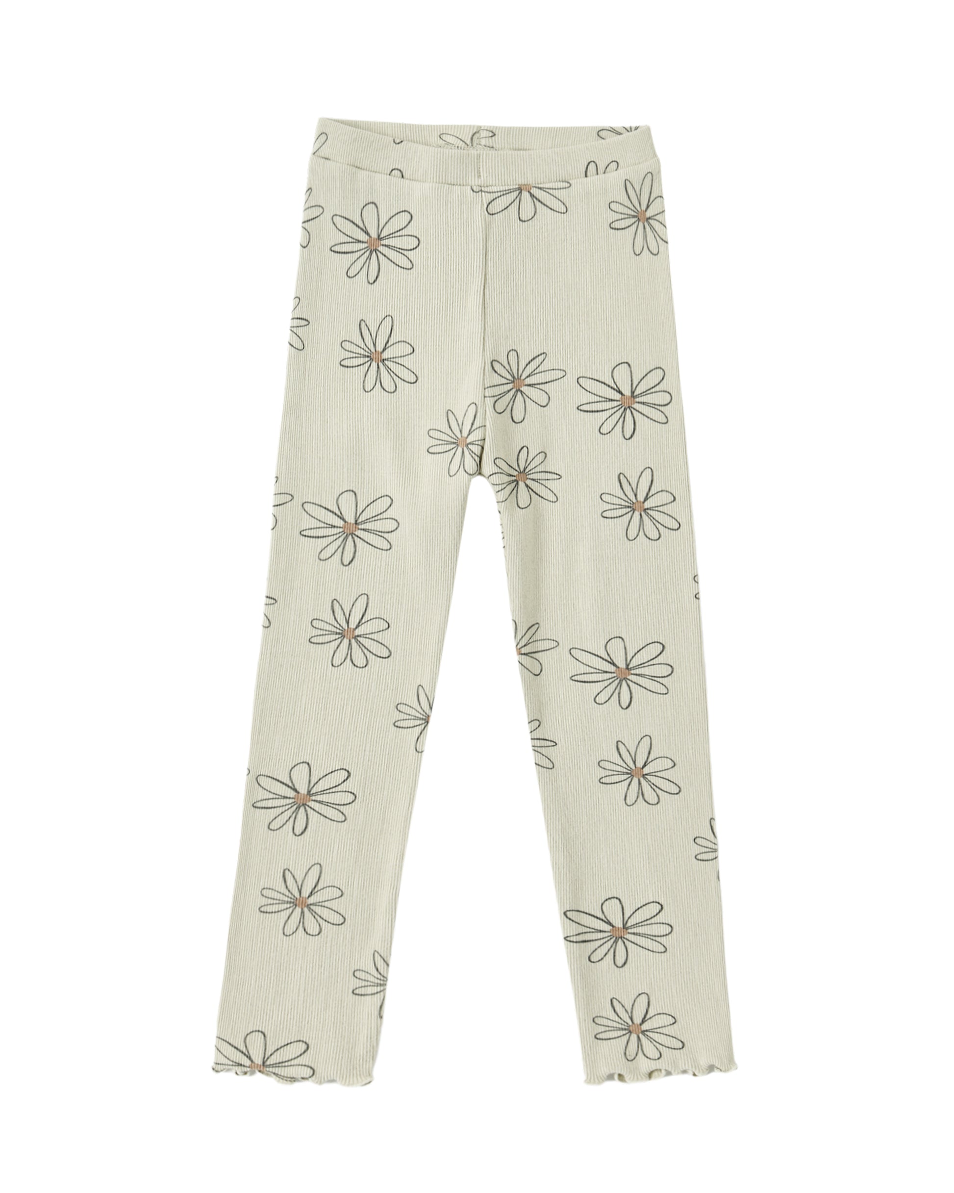 Rylee & Cru Big Daisy Coast Ribbed Leggings featuring a colorful daisy pattern and comfortable ribbed fabric for kids.