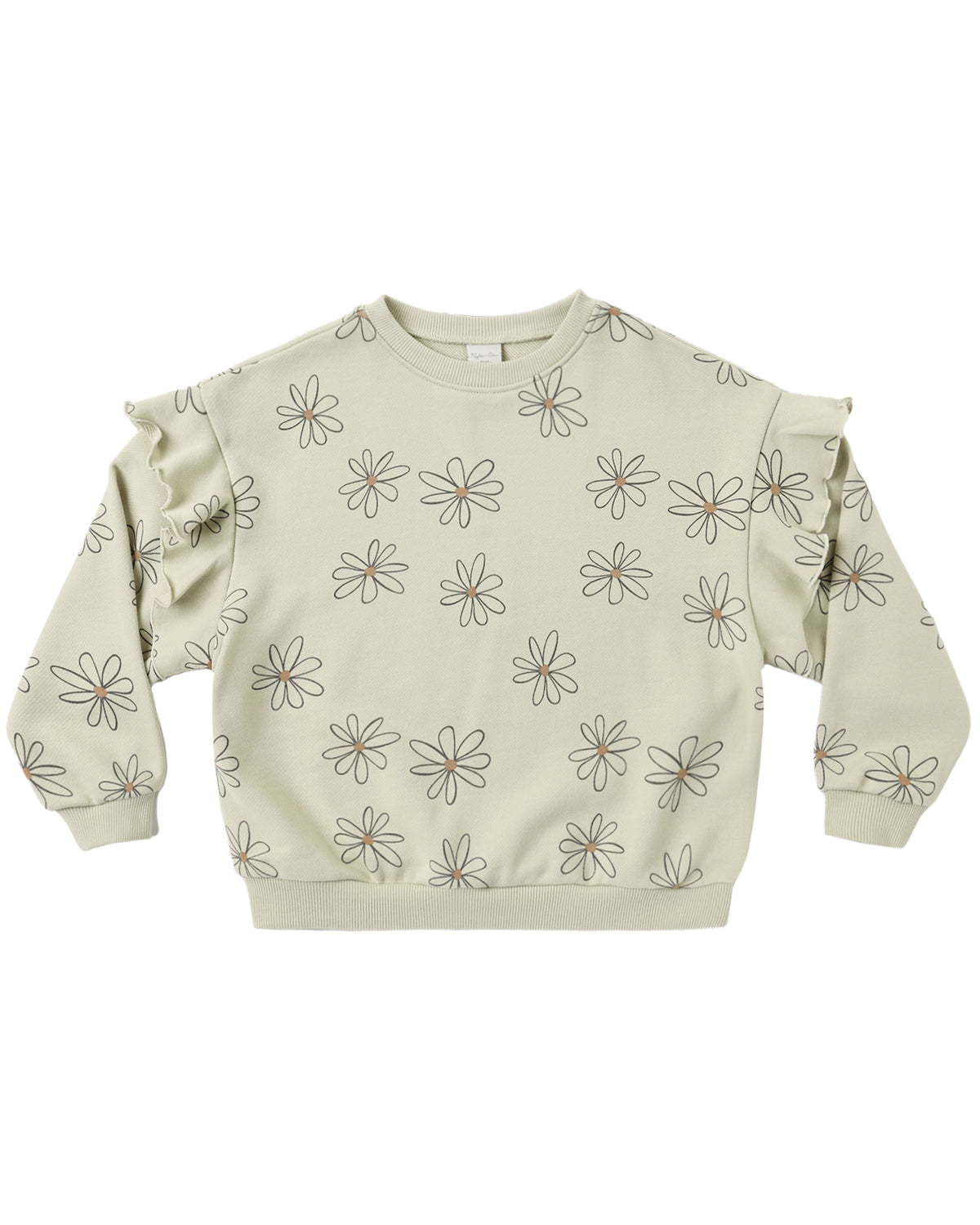 Rylee & Cru Big Daisy Ruffle Sweatshirt featuring a cozy design with ruffled details and a large daisy print.