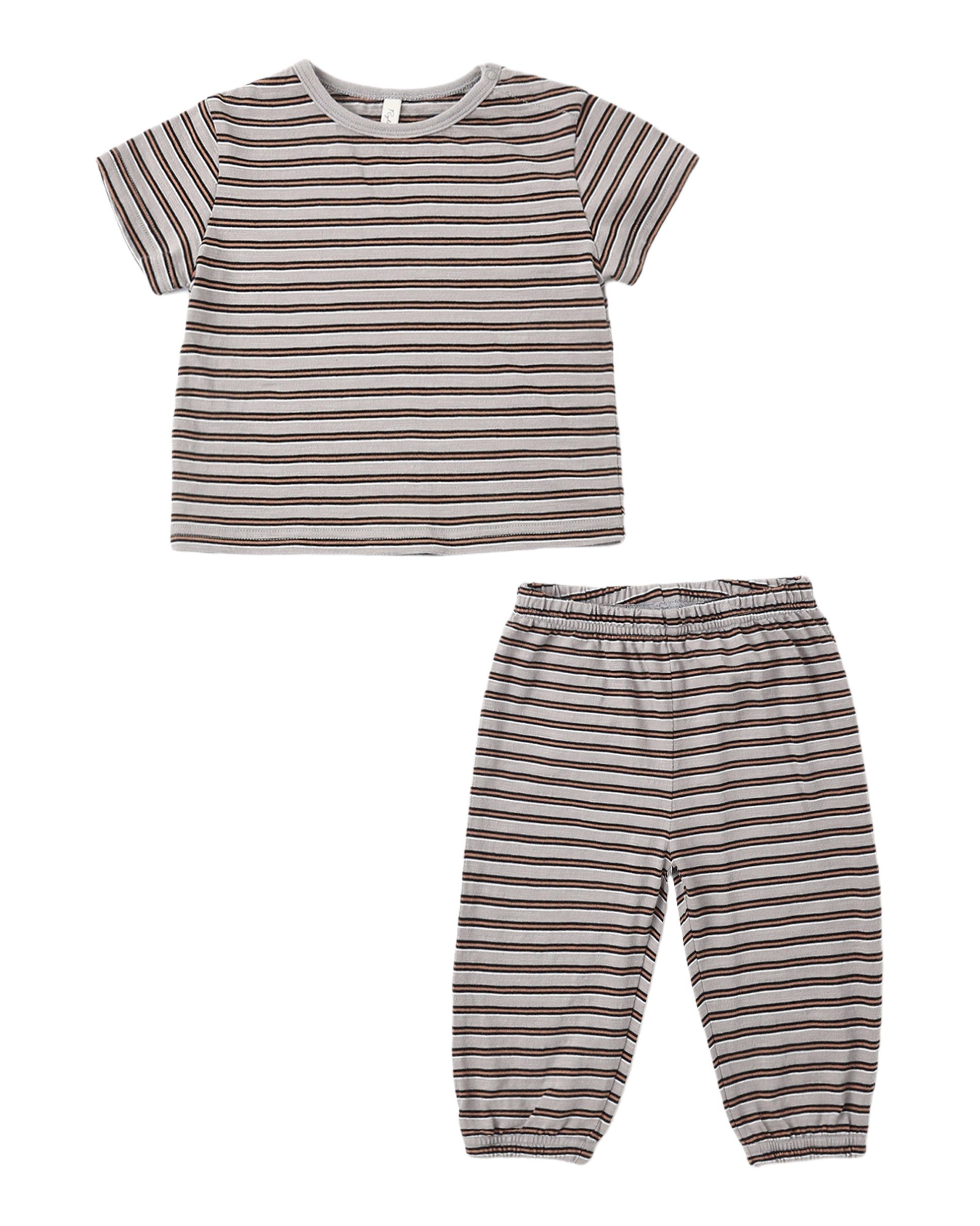 Rylee & Cru vintage stripe jersey tee and pant set for kids, featuring colorful striped pattern and soft fabric.