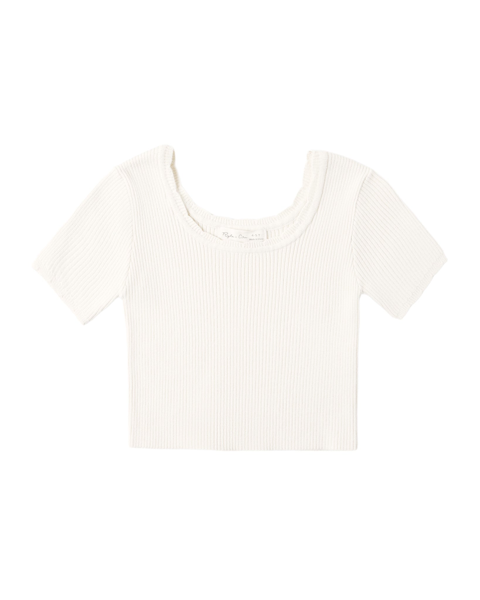 Natural scallop-edged tee by Rylee & Cru featuring soft fabric and a relaxed fit, displayed on a neutral background.