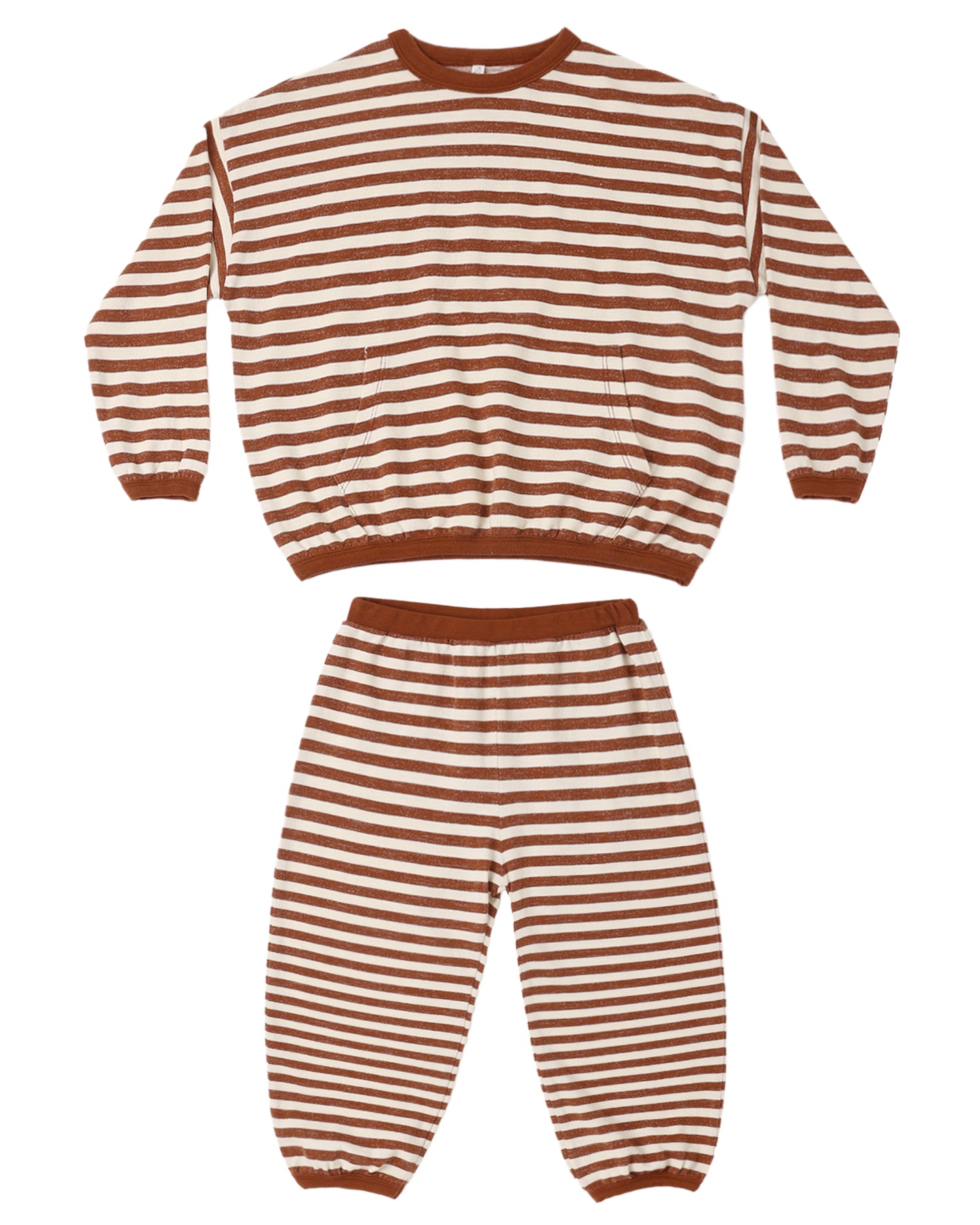 Rylee & Cru Brick Stripe Relaxed Set featuring a comfortable, casual outfit with brick-colored stripes for kids.