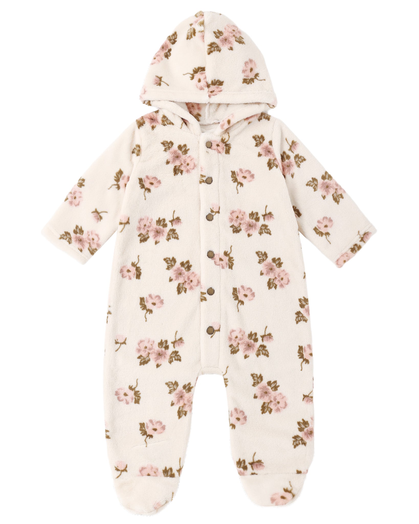 Rylee & Cru Rose Garden fleece jumpsuit with floral print, cozy fabric, and relaxed fit for comfortable everyday wear.