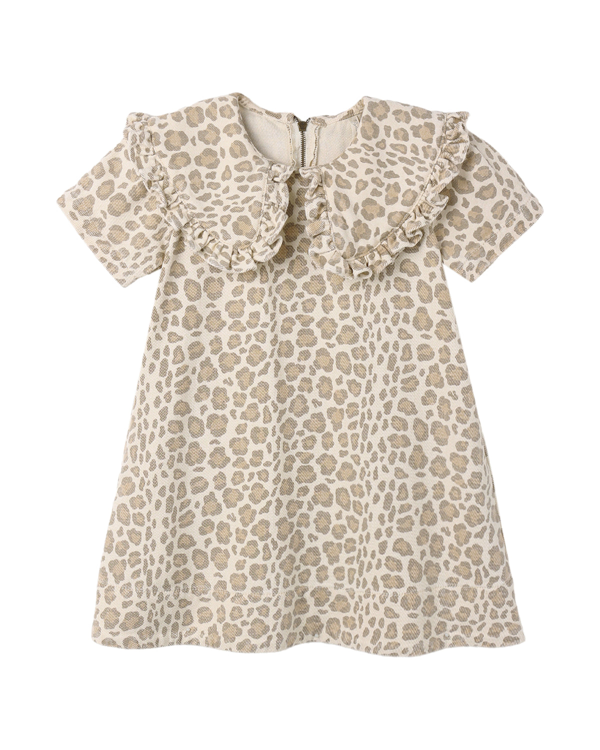 Leopard-collared denim mini dress by Rylee & Cru featuring a fitted silhouette and stylish leopard print collar.