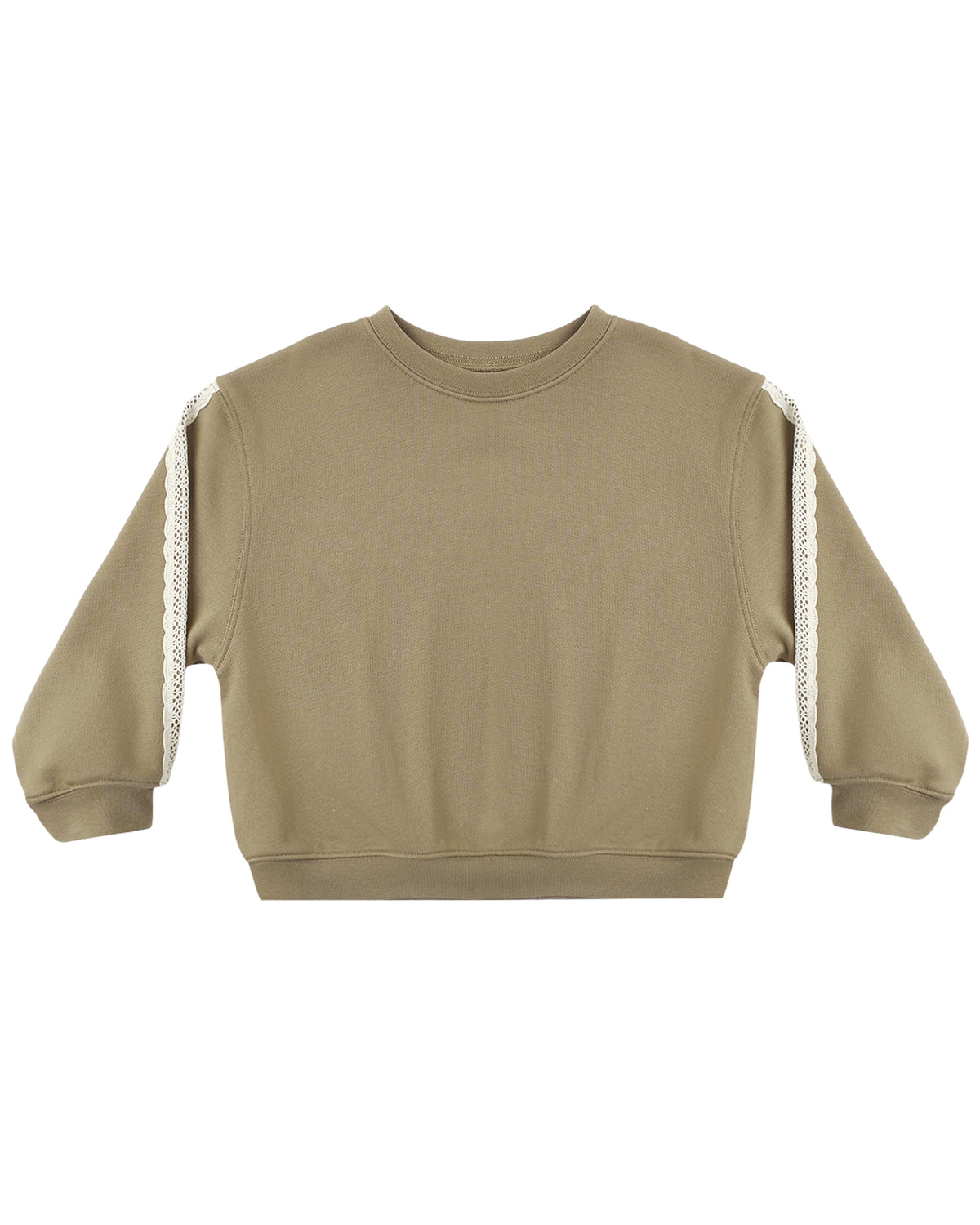 Olive oversized sweatshirt by Rylee & Cru featuring a relaxed fit and soft fabric, displayed on a hanger.