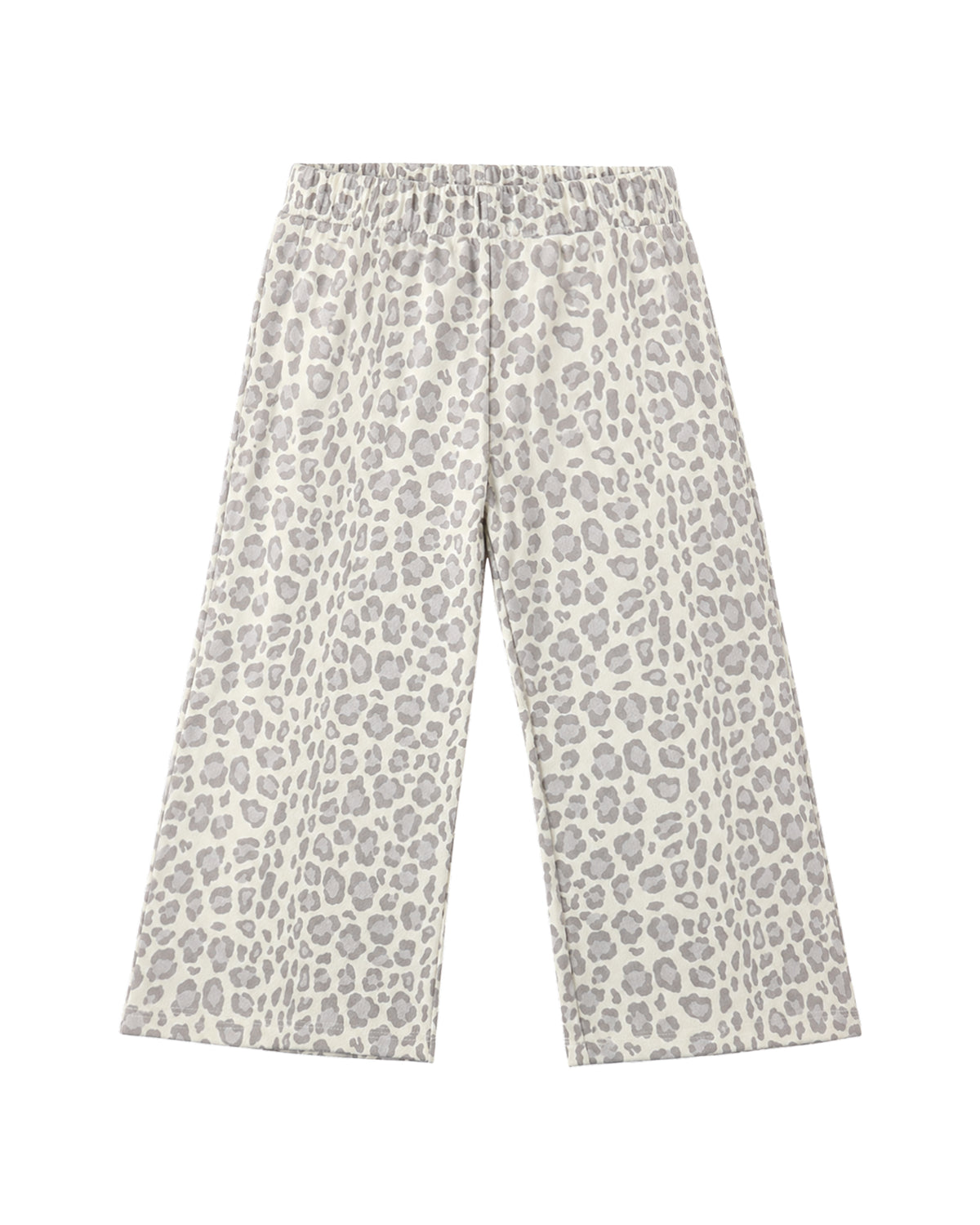 Blue leopard print wide leg sweatpants from Rylee & Cru shown on a model, featuring a relaxed fit and comfortable fabric.