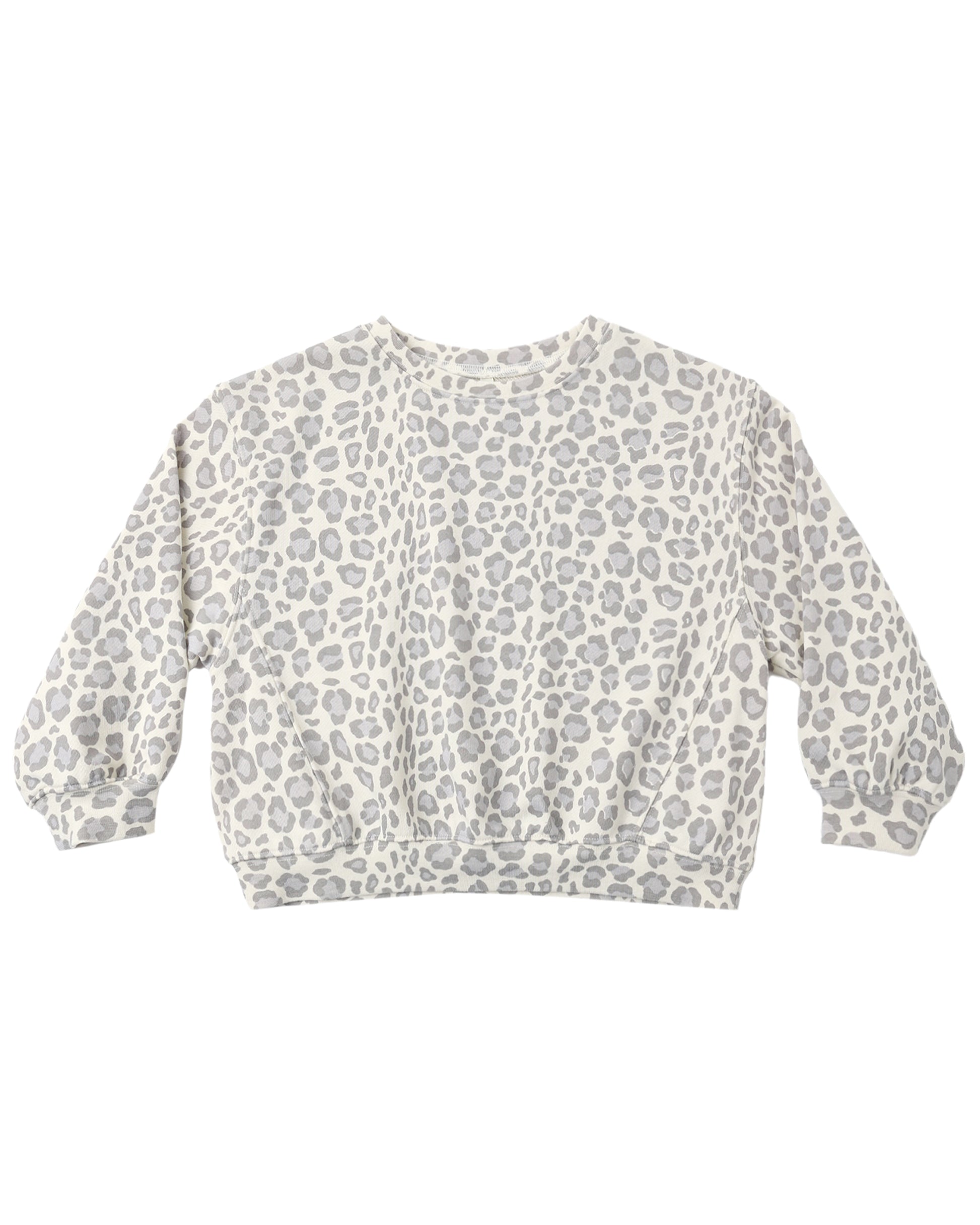 Blue leopard print oversized sweatshirt by Rylee & Cru, featuring a relaxed fit and bold animal pattern.