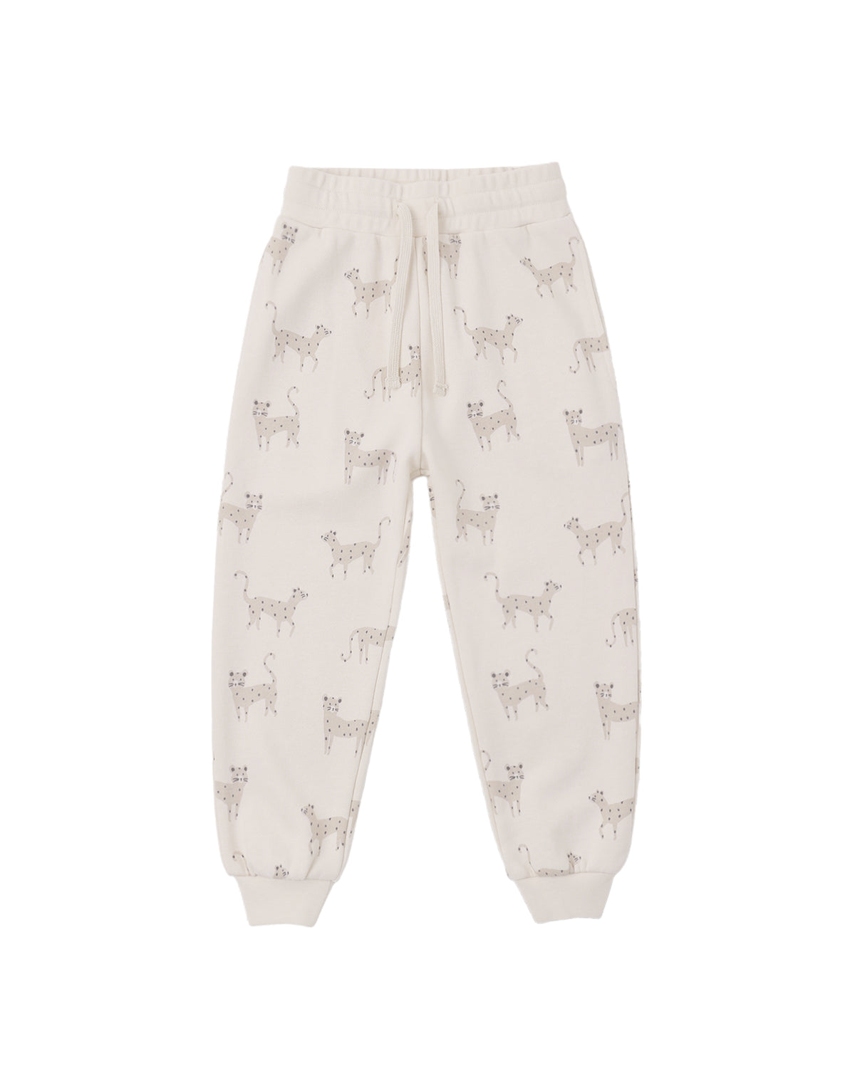 Rylee & Cru leopard print jogger sweatpants with elastic waistband and cuffs, soft and comfortable for casual wear.
