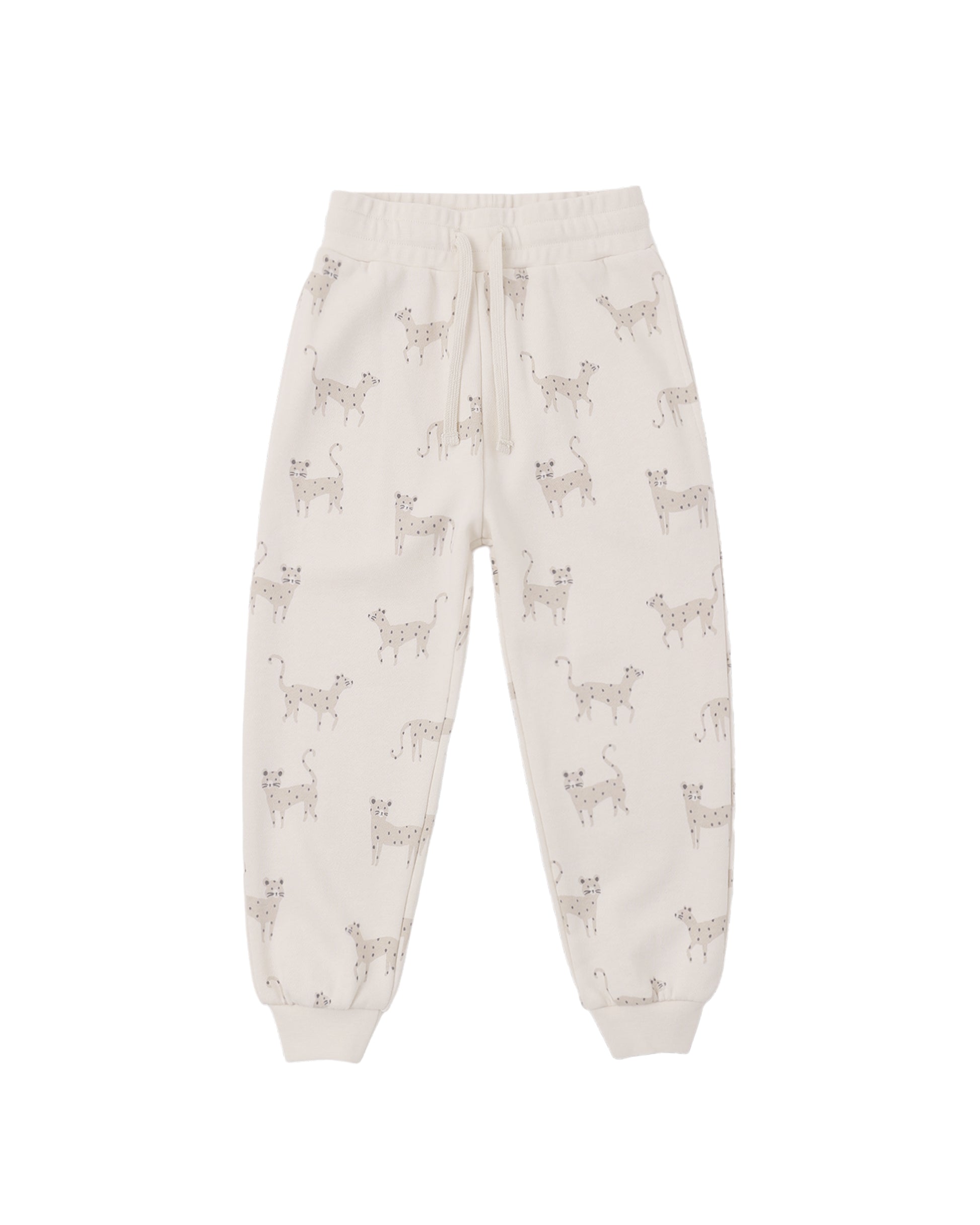 Rylee & Cru leopard print jogger sweatpants with elastic waistband and cuffs, soft and comfortable for casual wear.