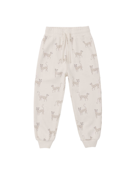 Rylee & Cru leopard print jogger sweatpants with elastic waistband and cuffs, soft and comfortable for casual wear.