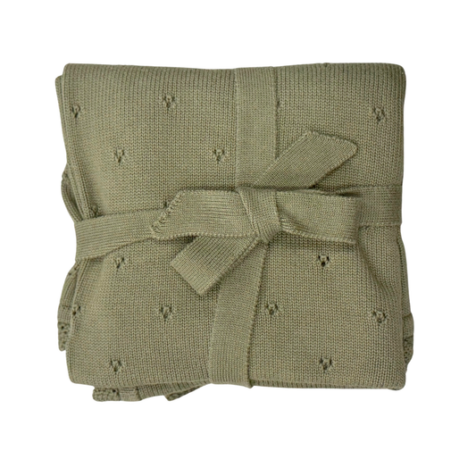 Soft woodland moss knit blanket by Babysprouts featuring cozy, textured fabric perfect for baby's nursery or snuggling.