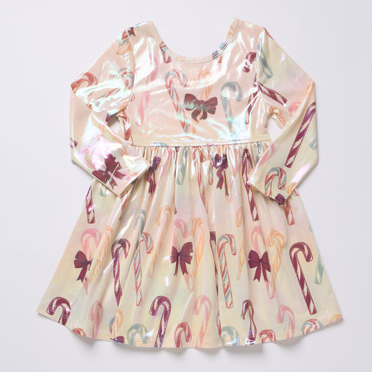 Antique Candy Canes Girls Lame Steph Dress
