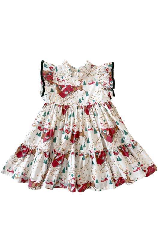 Santa Sleigh Girls Jennifer Dress
