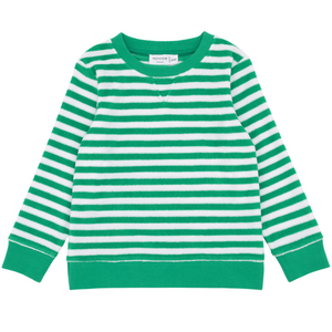 minnow - unisex green stripe french terry sweatshirt