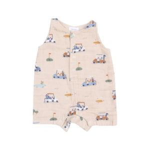 Angel Dear - Golf Cart Cuties Oatmilk Sleeveless Shortie Romper